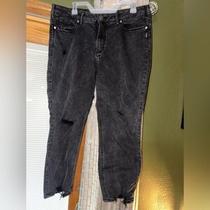 Silver Jeans Black Distressed Avery Skinny Crop Jeans